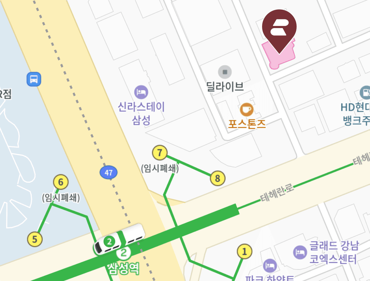 법무법인 베율 위치 지도 — 06173 서울 강남구 테헤란로103길 10 길훈빌딩 2층